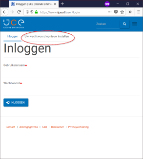 wachtwoord opnieuw instellen