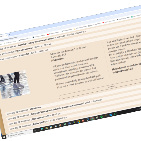 lesgeven op schaatsbaantje